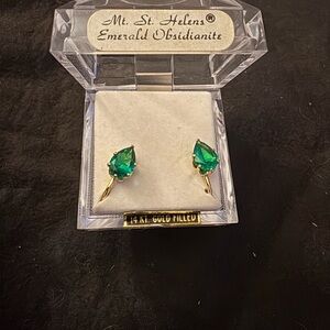 Mt. St. Helens Emerald Obsidianite Earrings clip on